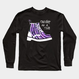 One Step At A Time Purple Boot Long Sleeve T-Shirt